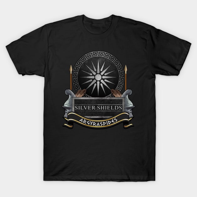 Silver Shields Argyraspides - Elite Macedonian and Seleucid Warriors - Hellenic Warfare T-Shirt by AgemaApparel